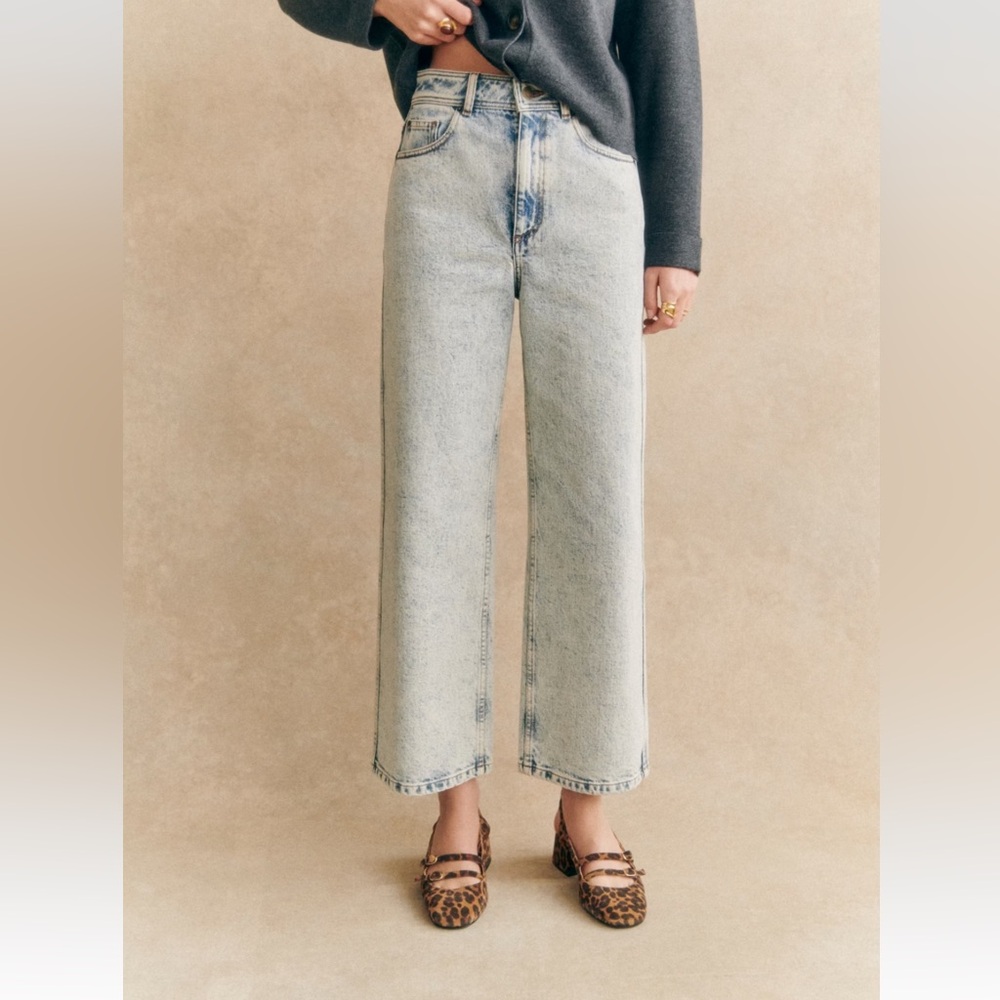 Sezane Light Wash Wide-Leg Jeans